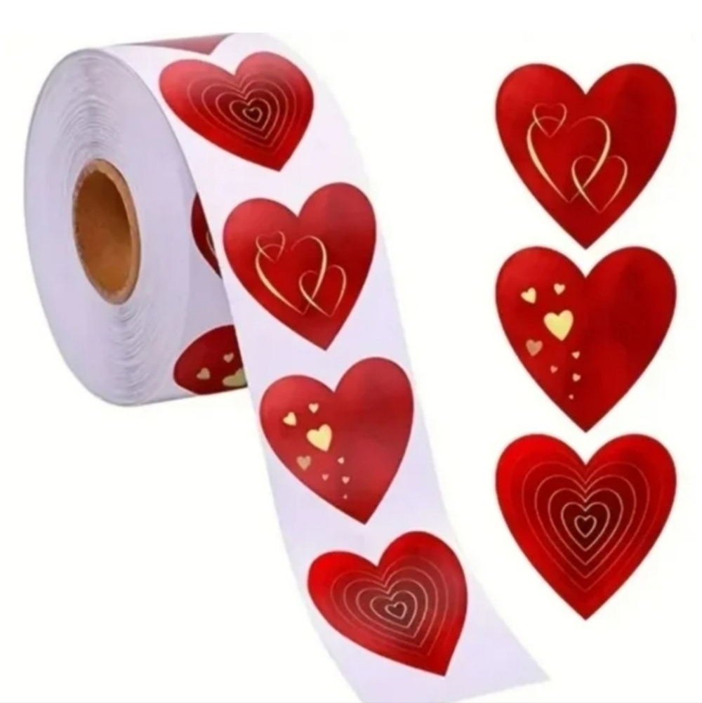 500 Pieces Roll Heart Sealing Sticker